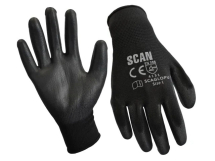 Scan Black PU Coated Gloves L (Size 9) Pair