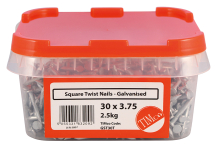 TIMco 30 x 3.75 Square Twist Nail - Galvanised 2.5kg Tub