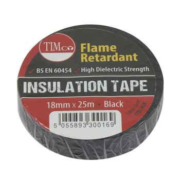 TIMco 25m x 18mm PVC Insulation Tape - Black Pack Of 10