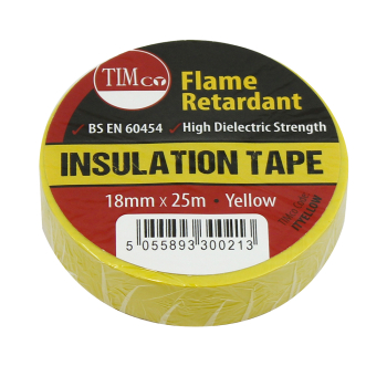 TIMco 25m x 18mm PVC Insulation Tape - Yellow Pack Of 10