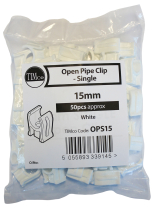 TIMco 15mm Single Open Pipe Clip Bag Of 50