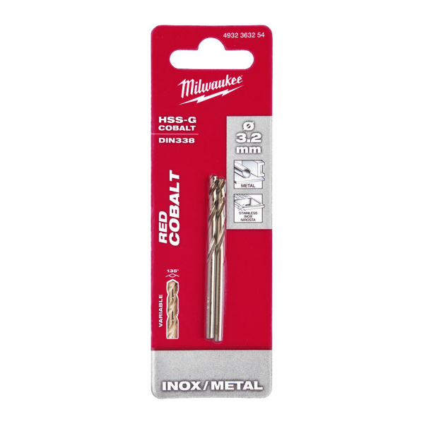 Forêt Milwaukee Foret métaux HSS-G Cobalt DIN338 pour métaux - 493236 Forêt Milwaukee Foret métaux HSS-G Cobalt DIN338 pour métaux - 493236