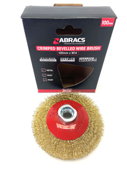 Abracs 100mm x M14 Crimped Bevelled Wire Brush Abracs 100mm x M14 Crimped Bevelled Wire Brush