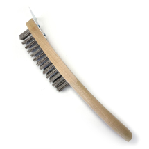 Abracs 4 Row Wooden Handled Brush With Scraper
