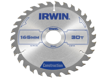 Irwin Circular Saw Blade 165 x 30mm x 30T ATB