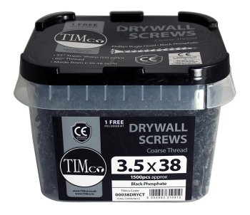 TIMco 3.5 x 38 Coarse Drywall Screw P2- Tub Of 1500 TIMco 3.5 x 38 Coarse Drywall Screw P2- Tub Of 1500