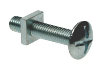 TIMco M6 x 50 Roofing Bolts & Square Nuts BZP Box of 100