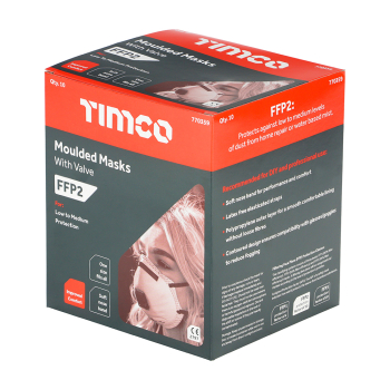 TIMco 770359 One Size FFP2 Moulded Mask - Valved Box Of 10 PCS