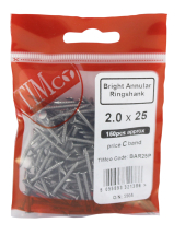 TIMco 25 x 2.00 Annular Ringshank Nail -Bright Bag Of 150