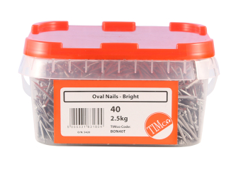 TIMco 40mm Oval Nails - Bright 2.5kg Tub