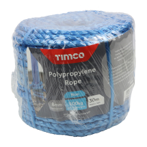 TIMco 8mm x 30m Blue Poly Rope - Coil