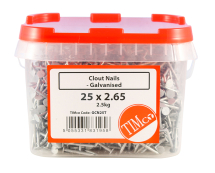 TIMco 25 x 2.65 Clout Nails - Galvanised 2.5kg Tub TIMco 25 x 2.65 Clout Nails - Galvanised 2.5kg Tub