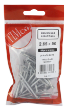 TIMco 50 x 2.65 Galvanised Clout Nails Bag Of 50