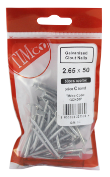 TIMco 50 x 2.65 Galvanised Clout Nails Bag Of 50 TIMco 50 x 2.65 Galvanised Clout Nails Bag Of 50
