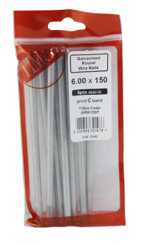 TIMco 150 x 6.00 Galvanised Round Wire Nails Bag Of 8
