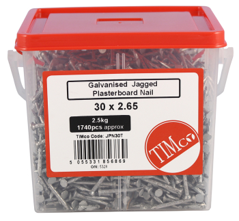 TIMco 30 x 2.65 Jagged Plasterboard - Galvanised 2.5kg Tub TIMco 30 x 2.65 Jagged Plasterboard - Galvanised 2.5kg Tub